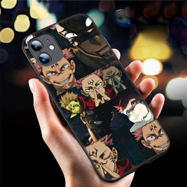 casing-หรับ-iphone-14-13-11-pro-max-11-mini-8-8-plus-g144-jujutsu-kaisen-yuji-itadori-anime-pattern-phone-เคสโทรศัพท์-อ่อนนุ่ม-tpu-shockproof-black-ปก