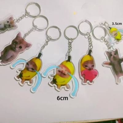 6cm Steve Cute Crying Banana Cat Keychain acrylic bag pendant