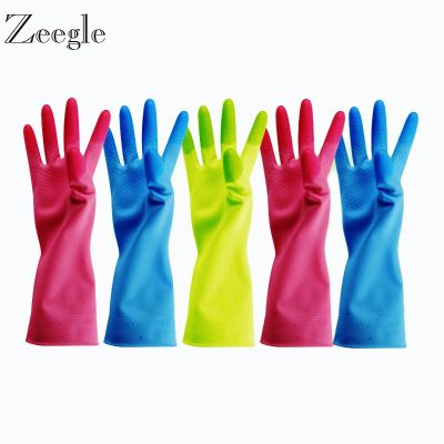 Zeegle Durable Waterproof Household Glove Rubber Latex Dish Washing Cleaning Long Gloves Household Kitchen Glove Safety Gloves