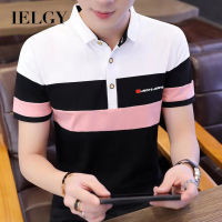 IELGY เสื้อโปโลผู้ชายแขนสั้น,เสื้อผ้าฝ้ายคอปกเกาหลีผู้ชาย