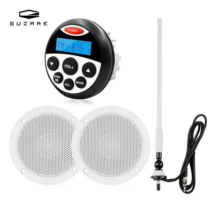 GUZARE Boat Radio Stereo Audio Bluetooth Receiver, 4" Marine Waterproof