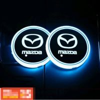 2Pcs รถ Coaster Coaster รถ Groove Mat ถ้วยน้ำ Pad สีสัน Led Light สำหรับ Mazda Mazdaspeed CX-30 CX-8 Mazda3 CX-3 CX-9 Mazda6 CX-5 Mazda2