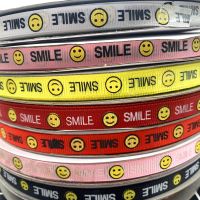 【hot】！ New 10 Yards 3/8  10mm Smiley English Pattern Printed Grosgrain Apparel Sewing Packing