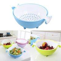 ♗ 2-in-1 Multifunction Kitchen Colander Strainer Bowl Set Double Layered Rotatable Drain Basin and Basket Cleaning Washing Mix