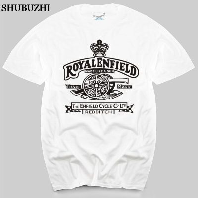 ผ้าฝ้าย สไตล์ Royal Enfield - Made like a Gun - retro motorcycle สีขาว  s s เสื้อยืดผู้ชาย ไซซ์ยูโร DF12HJ34424SizeS-5XL