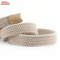 HW Men Women Casual Knitted Pin Buckle Belt Canvas Elastic Expandable ided Stretch Belts Plain Webbing Strap