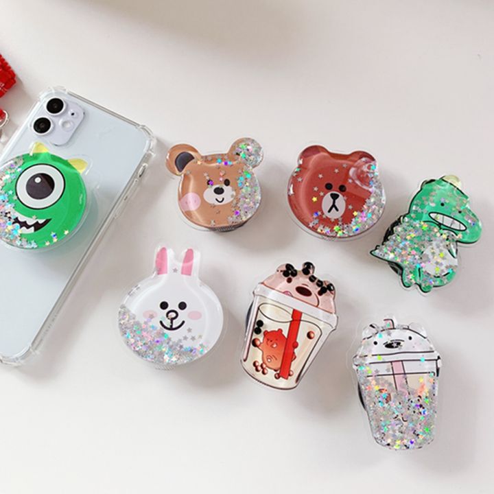universal-cute-cartoon-bear-quicksand-foldable-mobile-phone-finger-ring-bracket-handle-air-bag-bracket-accessories-for-iphone