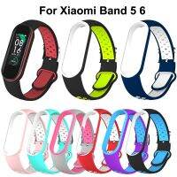 Silicone Belt For Xiaomi Mi Band 6 5 Two-color Porous Anti-sweat Bracelet Strap For Mi5 Mi 6 Breathable Replacement zegarek Smartwatches