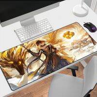 Genshin Zhongli Mouse Pad แผ่นรองเมาส์ขนาดใหญ่ Xxl Desktop Protector พีซีอุปกรณ์เกมคอนโซล