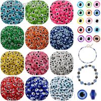 Hot 50pcs/lot 6/8/10mm Oval Beads Evil Eye Resin Spacer Beads For Jewelry Making DIY Handmade Earring Bracelet Accessories