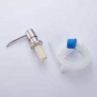 Kitchen Sink Soap Dispenser Stainless Steel Pump Head and Silicone Extension Tube Set Replacement Liquid Soap Bottle