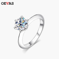 Oevas จริง1กะรัต D สี Moissanite แหวนแต่งงานสำหรับผู้หญิงที่มีคุณภาพสูง18พันสีขาวทองสี100 925เงินสเตอร์ลิงเครื่องประดับอัญมณีอัญมณี