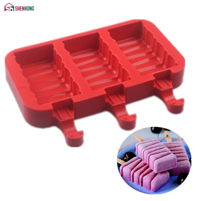 SHENHONG 4 Cavities Silicone Freezer Ice Cream candy bar Making Tool Juice Popsicle Molds Children Pop Lolly Tray Ice Cube maker