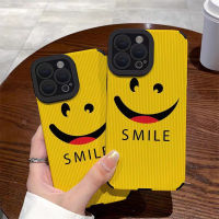 เคสโทรศัพท์หนังลายยิ้มสำหรับ iPhone 14/13/12/11 Pro Max 12 13 Mini 6 6S 7 8 Plus X XR XS Max เคสด้านหลังแบบนิ่มกันกระแทกแฟชั่นที่สร้างสรรค์ฝาครอบโทรศัพท์พร้อมคลุมทั้งหมดฝาครอบป้องกันกล้องเลนส์