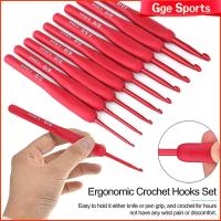 GGE SPORTS สีแดงเเดง ตะขอโครเชต์ถัก นุ่มนุ่มๆ อลูมิเนียมอลูมินัม เข็มถักนิตติ้ง ของใหม่ เข็มถักโครเชต์ เครื่องมือถักด้วยมือ