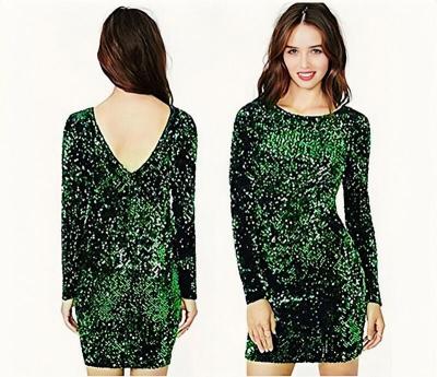 Sequin Dress Backless Sexy Long Sleeve Elegant Short Women Glitter Shiny Sequined Party Evening Night Prom Mini Bodycon Birthday