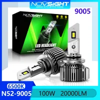 Novsight N52 9005 HB3 หลอดไฟหน้าLED 100W 20000LM 6500K แสงสีขาวสว่างมาก ไฟ LED สำหรับรถ ไฟสูง/ไฟต่ำ ปลั๊กแอนด์เพลย์ 2 ชิ้น รับประกัน 1 ปี จัดส่งฟรี