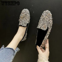 WTEMPO ผู้หญิงส้นต่ำ Glitter รองเท้าผ้าใบใหม่สบายๆหญิง Slip-Ons Bling Bling แพลตฟอร์มสบาย Loafer รองเท้า Drop Shipping