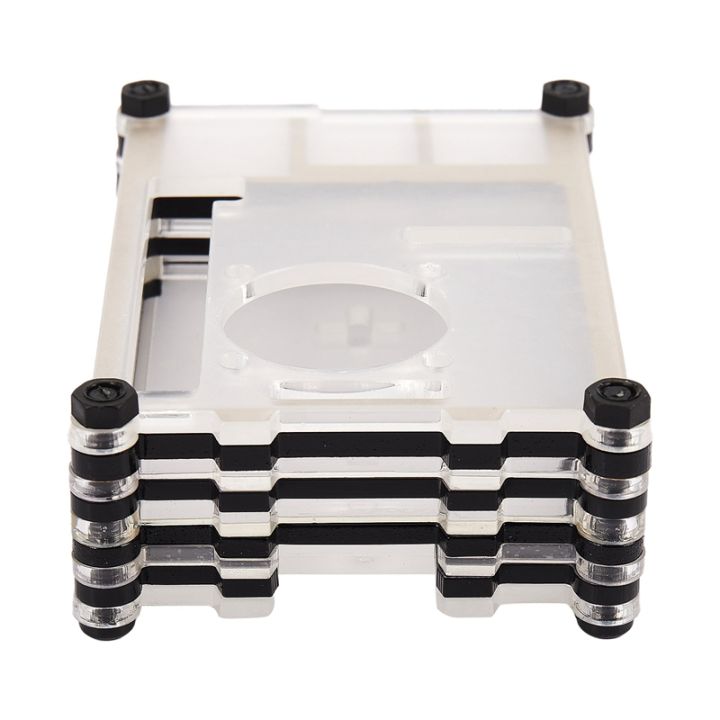 acrylic-transparent-clear-amp-black-case-cover-for-raspberry-pi-4-model-b-with-cooling-fan-for-raspberry-pi-4b