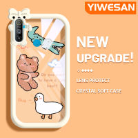 YIWESAN เคสสำหรับ Realme C3การ์ตูนน่ารักสิงโตแมว,ใหม่อัพเกรดซิลิโคนนิ่มเคสมือถือกันกระแทกแบบใสปลอกป้องกันโปร่งใสลายกล้องถ่ายรูปที่สร้างสรรค์