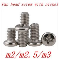 [YP] 500Pcs นิกเกิลกระทะรอบหัว Screws สกรู M2 M2.5 M3 M3x4 M3x5 M3x6สกรูสีดำชุบสกรู