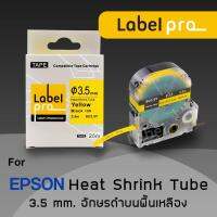 Epson เทปมาร์คสายไฟ ท่อหดความร้อน เทียบเท่า Label Pro LK-4YBA5 (LC-SU3.5Y) 3.5 มม. พื้นสีเหลืองอักษรสีดำ Office Link