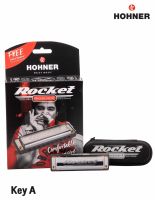 Hohner  Rocket ฮาร์โมนิก้า 10 ช่อง คีย์ A ใช้ลมเป่าน้อย เสียงดัง ซีรี่ย์ Progressive - เมาท์ออแกน, Harmonica Key A + แถมฟรีเคสซิปล็อค &amp; Online Course ** Made in Germany **