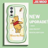 เคส JIUMOO สำหรับ VIVO Y76 5G Y74s Y76s 5G น่ารักวินนี่ช้อนส้อมมีดหมีพูห์สีสันสดใสเคสโทรศัพท์โปร่งใสเคสกันกระแทกนิ่มป้องกันเลนส์กล้องอ่าวซิลิโคนใส