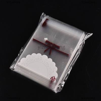 yizhuoliang ถุงกระดาษแก้วสำหรับวันเกิดมีกาวในตัวสำหรับใส่คุกกี้ลูกกวาดลูกไม้สีขาว100ชิ้น