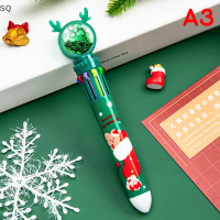 SQ Stationery [Flash Sale] ปากกาลูกลื่นลายการ์ตูนซานตาคลอสปากกาสิบสีสำหรับเทศกาลคริสมาสต์