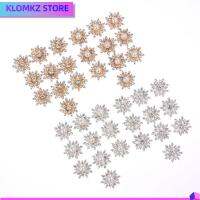 KLOMKZ 10PCS 16MM DIY เครื่องประดับกิ๊บ Flatback หัวเข็มขัดไข่มุก ปุ่มเกล็ดหิมะ ตัดเย็บเสื้อผ้า ปุ่ม Rhinestone