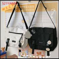 521YIANEE สีทึบทึบ Satchels ผ้าใบแคนวาส ฝาพับ กระเป๋า Crossbody ที่มีคุณภาพสูง สายคล้องไหล่ปรับได้ กระเป๋าถือแบบสบายๆ วัยรุ่นวัยรุ่น