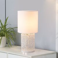 OuXean White Romantic Table Lamp E14E26 Modern Desk Light Beautiful Metal Stand with Fabric Lampshade Indoor Lighting No Bulb