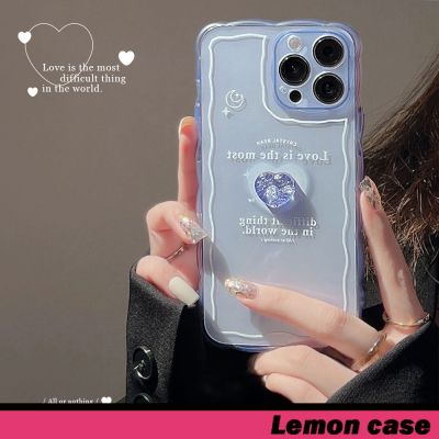 [Lemon] เคสโทรศัพท์มือถือแบบนิ่ม ใส ลายหัวใจ สามมิติ สีฟ้า สําหรับ iPhone 7 8 7plus 8plus 11 12 X XS XR XSMAX 11pro 12promax 11promax 12promax 13 13pro 13promax QC7311626