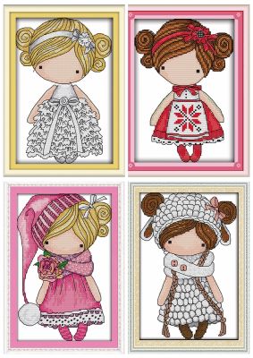 【CC】 The magic doll with rose cross stitch kit cartoon 14ct 11ct count print stitches embroidery handmade needlework plus