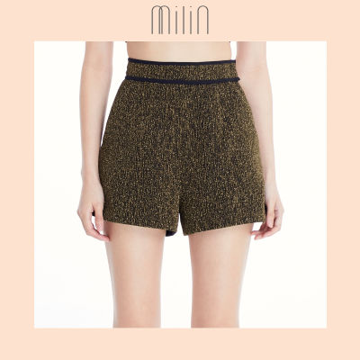 [MILIN] High waist hem detail with pocket shorts กางเกงขาสั้นแต่งขอบผ้าเมทัลลิก / Shui Jing Shorts
