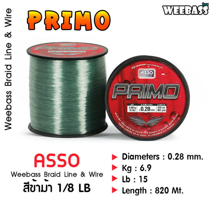 อุปกรณ์ตกปลา-asso-สายเอ็น-รุ่น-primo-1-8lb-dgn-สีขี้ม้า-สายเอ็นโหลด-เอ็นตกปลา