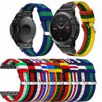 （Bar watchband） สำหรับ Garmin Fenix 5 22มม. สายยืดกีฬาทอสไตล์สปอร์ตแฟชั่นใหม่แบบสวมพอดีสำหรับ Fenix5แถบผ้าไนลอนแถบธงประจำชาติโลกใหม่