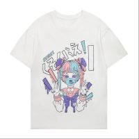 Gothic Clothes Loose T Shirts Harajuku Style Print Anime Tshirt Streetwear Female Short Sleeve Woman T-shirt E Girl Clothes เสื้อยืดลำลองฤดูร้อน S-5XL