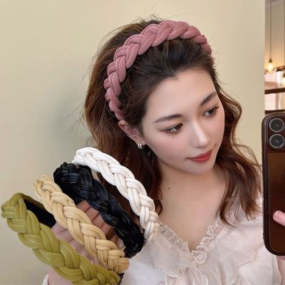 ✙✚﹍ High-grade Imitation Leather Headbands Fashion Hair Accessories For Women Trend Cross Non-slip Hairbands Hair Band Girl Headwear