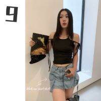 [9hour]小众性感超短裙女 2023夏季ins立体叠层口袋牛仔半身裙