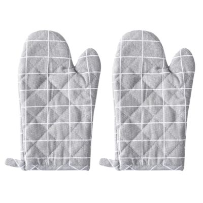 2 Piece Cute Non-slip Yellow Gray Cotton Fashion Nordic Kitchen Cooking microwave gloves baking BBQ potholders Oven mitts