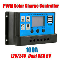 ตัวควบคุมที่ชาร์จแสงอาทิตย์ระบบ PWM อัตโนมัติ10A/20A/30A/40A 12V 24V จอแสดงผล LCD ตัวควบคุมเอาต์พุต USB สองทาง5V แบตเตอรี่สำหรับบ้าน