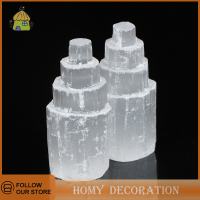 Shao โคมไฟธรรมชาติ selenite สีขาวอัญมณีน้ำแข็ง Berg แกะสลักโคมไฟคริสตัล Ore Decor