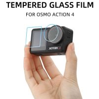 DELETERIOUS66DE1ฟิล์มป้องกันกล้อง6ชิ้น/2ชุดกระจกนิรภัยอุปกรณ์ป้องกันหน้าจอกันรอยฝาปิดเลนส์สำหรับ DJI Osmo Action 4กล้องแอคชั่นแคมเมรา