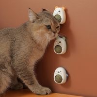 【DT】hot！ Cartoon Mint Catnip Balls Grinding Teeth Edible Safety Snack Rotatable Wall Stick-on for Cats