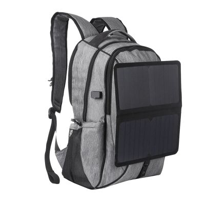 1 Piece USB Solar Backpack Portable Solar Panel Backpack Waterproof Grey for Outdoor Travel Camping Hiking Charging