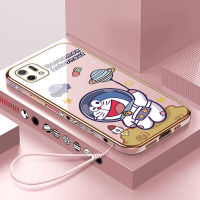 เคสโทรศัพท์ OPPO A16e Oppo A16k Hp Oppoa16e A16 E Oppoa16k A16 K,เคสนิ่มลายการ์ตูนโดราเอมอนน่ารักเคสขอบสี่เหลี่ยมสำหรับโทรศัพท์เคลือบหรูหรา