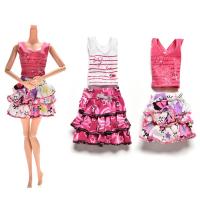 2 Pcs/set Skirt short-sleeved T-shirt for Barbies Kids Doll Clothes Tutu Skirt