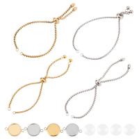 12pcs 2 Colors 22cm/24cm Stainless Steel Adjustable Slider Bracelets with Cabochon Connectors and Clear Glass Cabochons for Jewelry Making Golden &amp; Stainless Steel Color